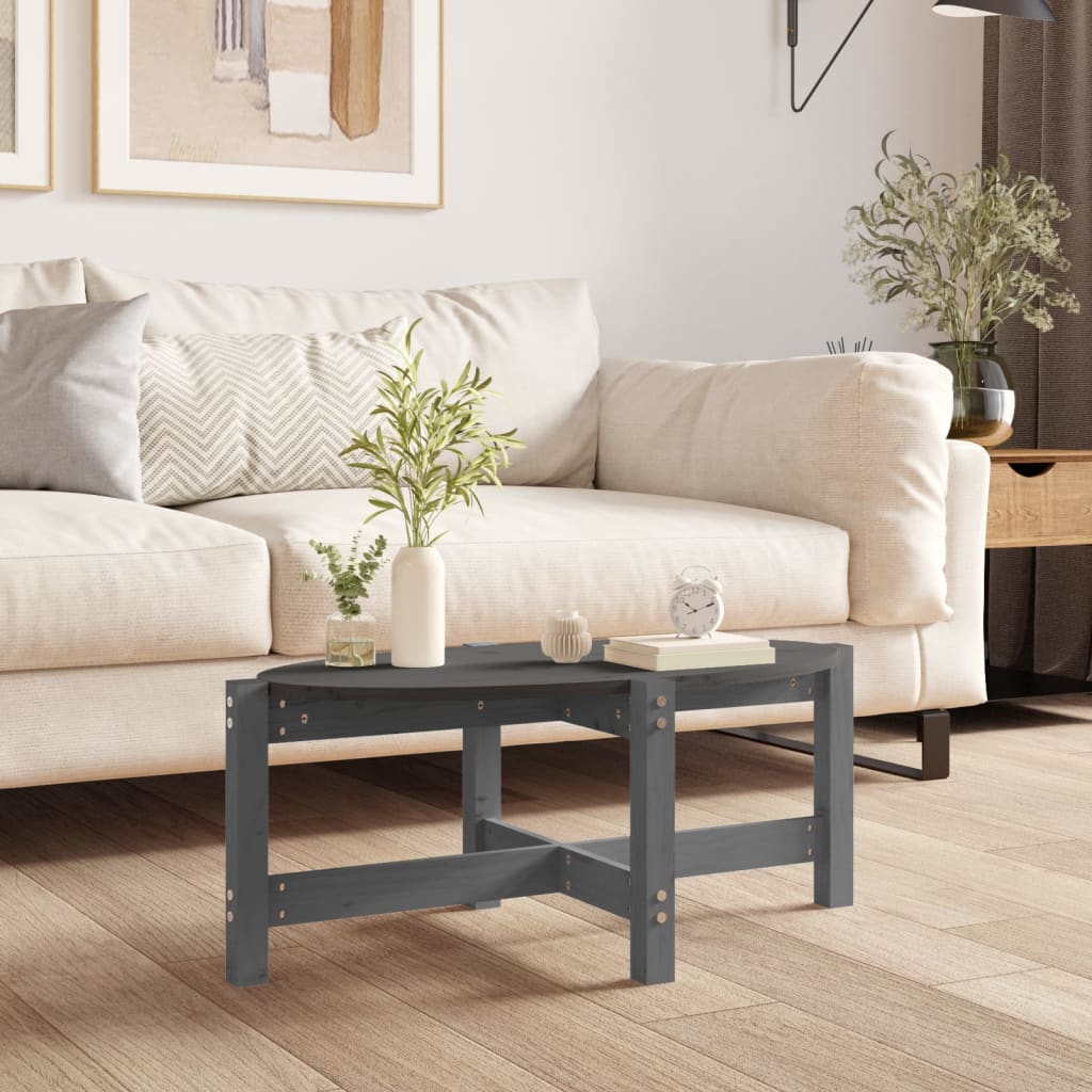 vidaXL Stolik kawowy, szary, 87x48x35 cm, lite drewno sosnowe