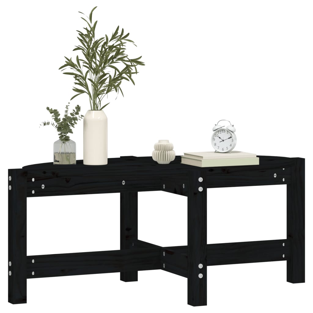 vidaXL Stolik kawowy, czarny, 87x48x35 cm, lite drewno sosnowe