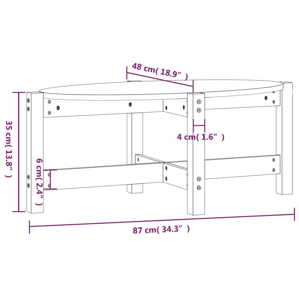 vidaXL Stolik kawowy, czarny, 87x48x35 cm, lite drewno sosnowe