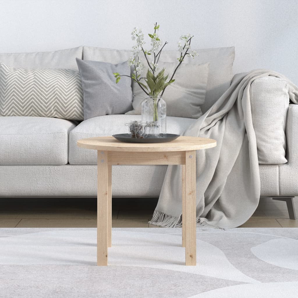 vidaXL Stolik kawowy, Ø 55x45 cm, lite drewno sosnowe