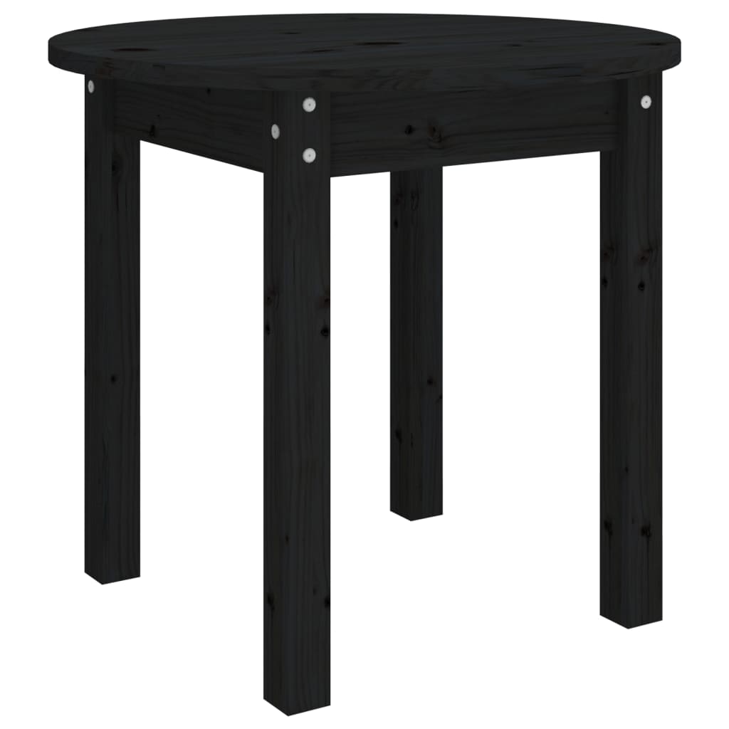 vidaXL Stolik kawowy, czarny, Ø45x40 cm, lite drewno sosnowe