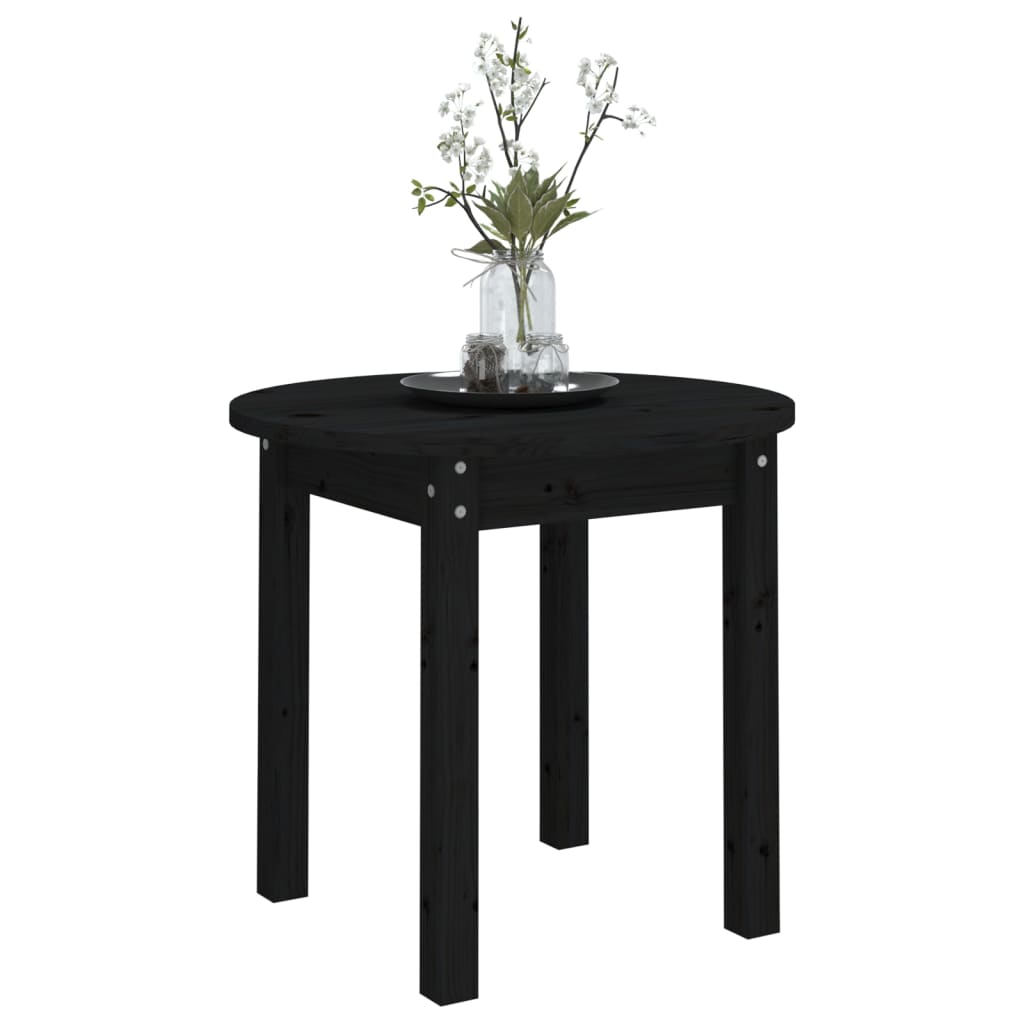 vidaXL Stolik kawowy, czarny, Ø45x40 cm, lite drewno sosnowe
