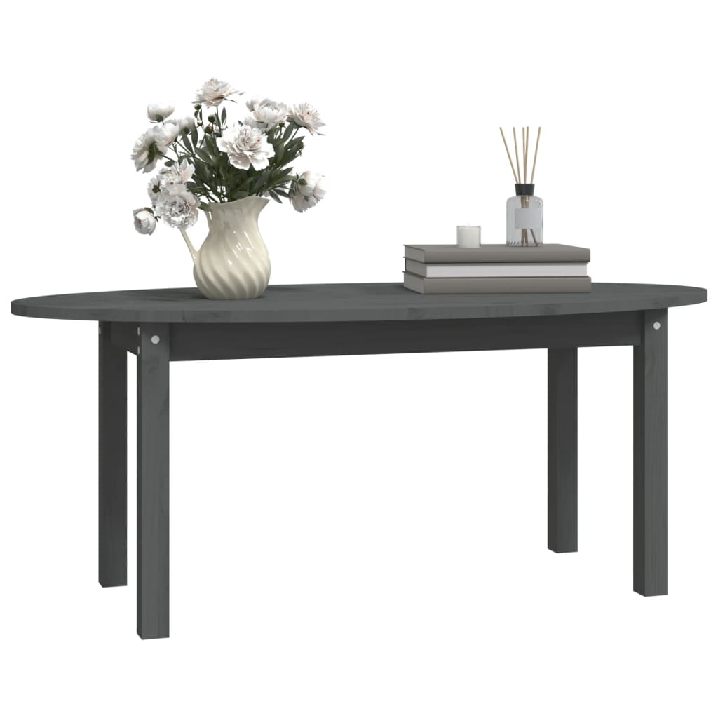 vidaXL Stolik kawowy, szary, 110x55x45 cm, lite drewno sosnowe