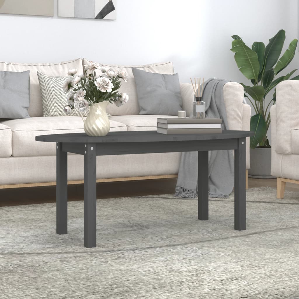 vidaXL Stolik kawowy, szary, 110x55x45 cm, lite drewno sosnowe