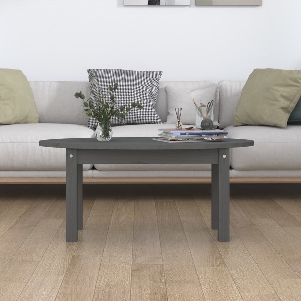 vidaXL Stolik kawowy, szary, 80x40x35 cm, lite drewno sosnowe