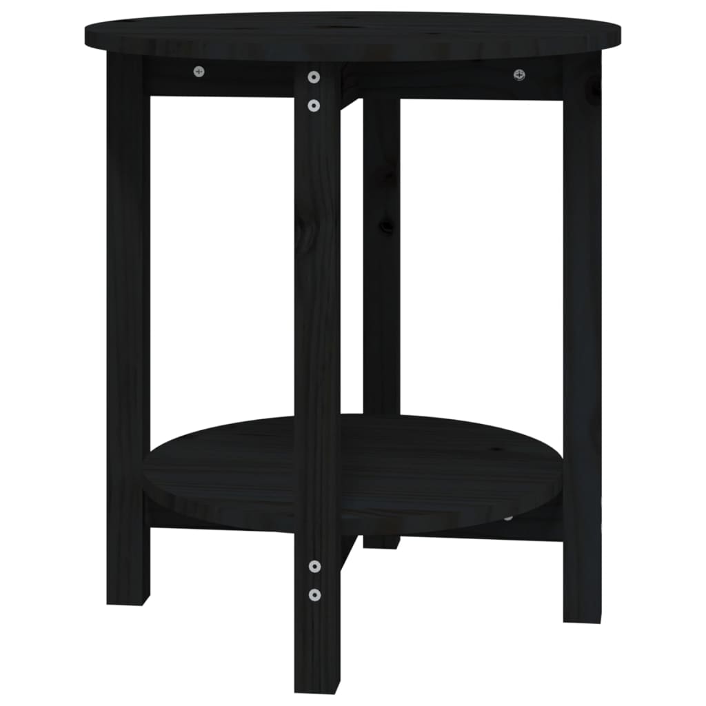 vidaXL Stolik kawowy, czarny, Ø 55x60 cm, lite drewno sosnowe
