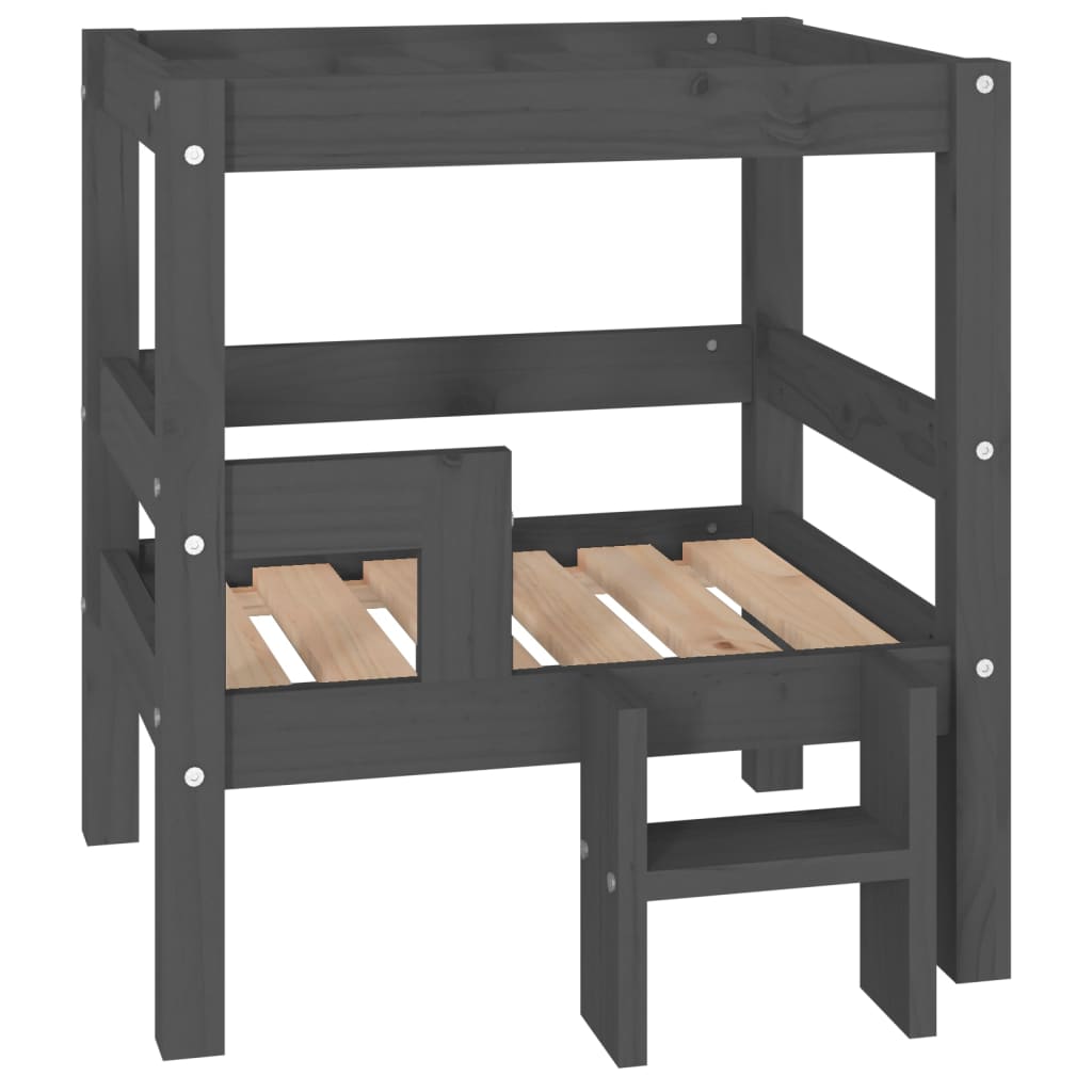 vidaXL Legowisko dla psa, szare, 55,5x53,5x60 cm, lite drewno sosnowe