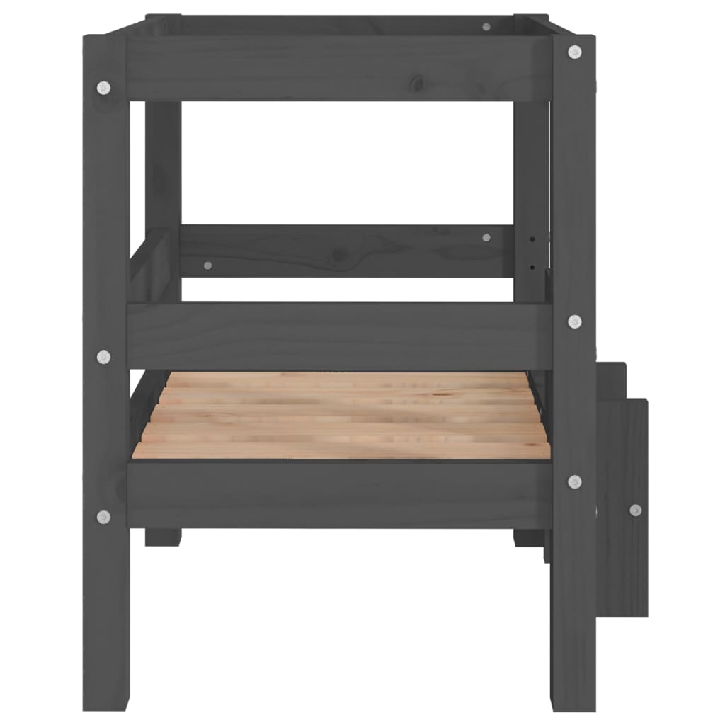 vidaXL Legowisko dla psa, szare, 55,5x53,5x60 cm, lite drewno sosnowe
