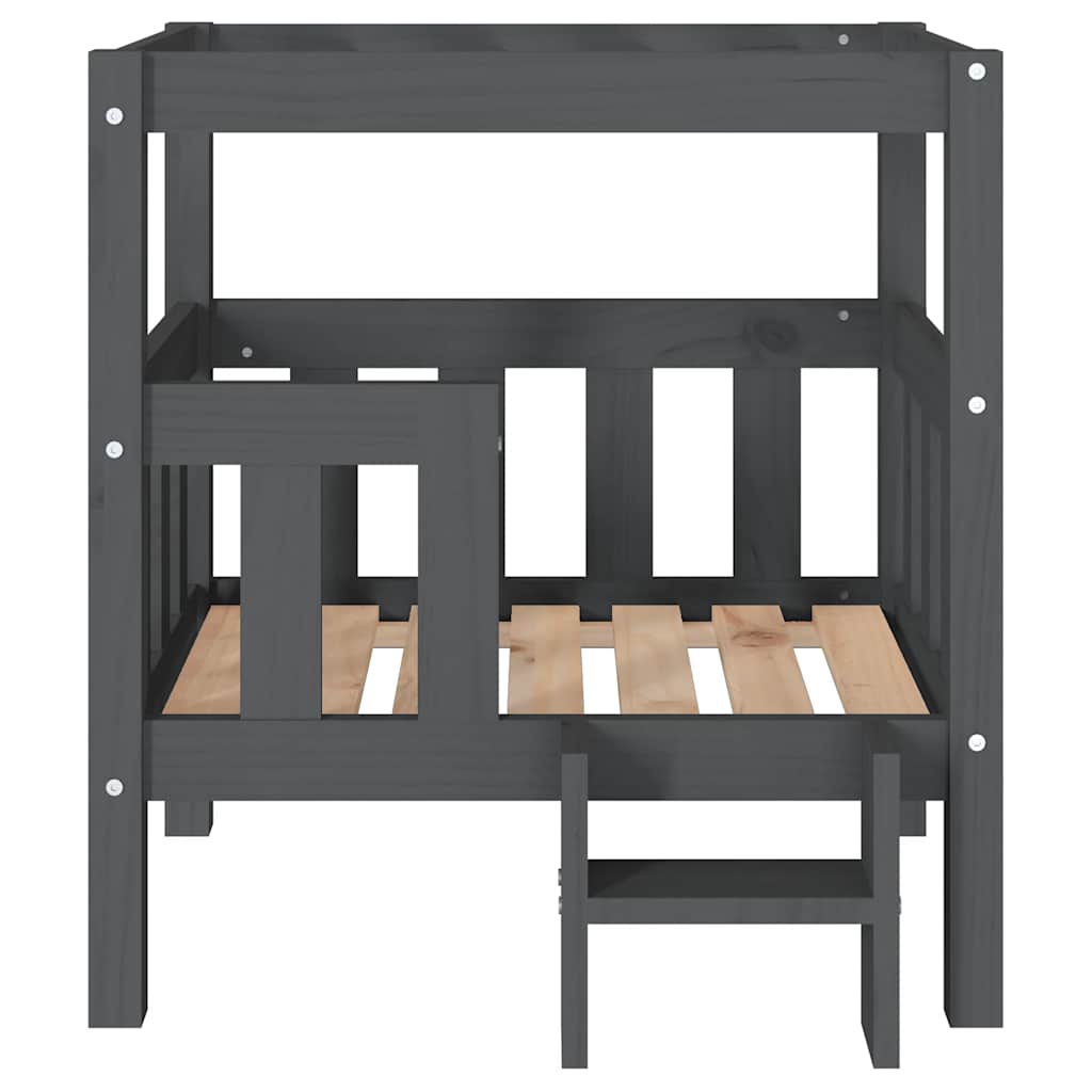 vidaXL Legowisko dla psa, szare, 65,5x50,5x70 cm, lite drewno sosnowe