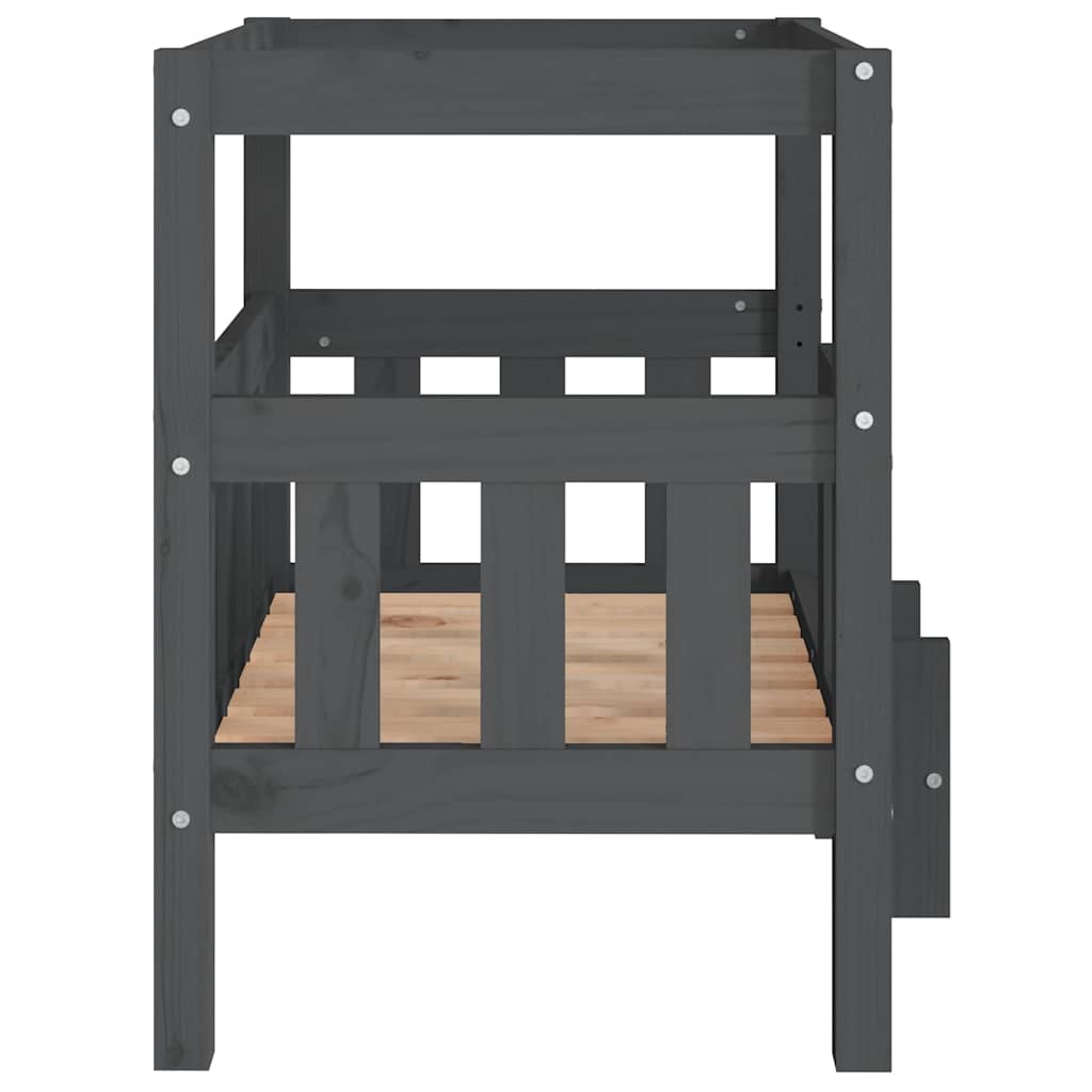 vidaXL Legowisko dla psa, szare, 65,5x50,5x70 cm, lite drewno sosnowe