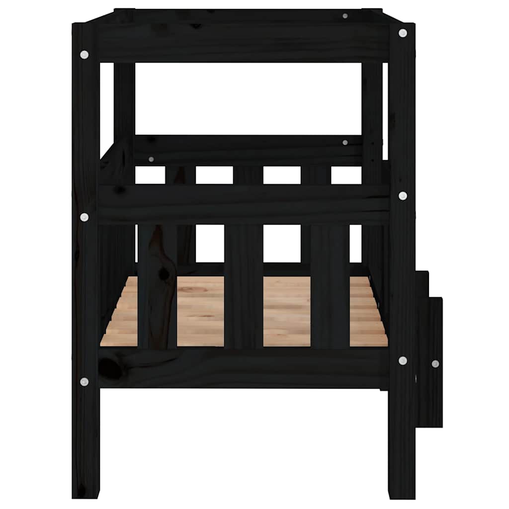 vidaXL Legowisko dla psa, czarne, 65,5x50,5x70 cm, lite drewno sosnowe