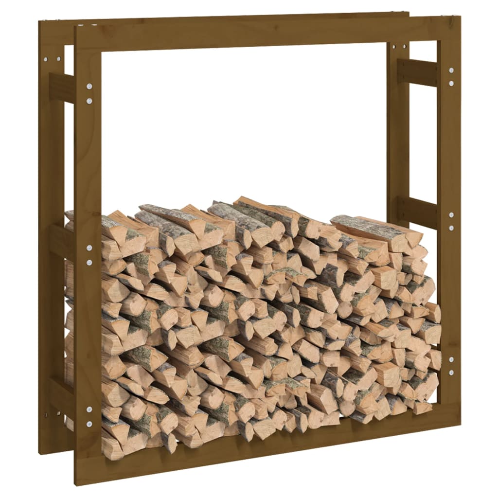 vidaXL Stojak na drewno opałowe miodowy brąz 100x25x100cm lite sosnowe