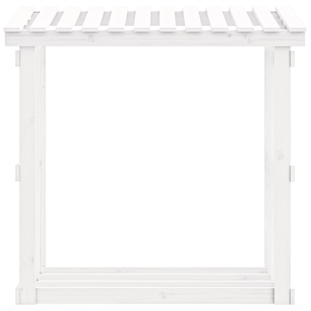 vidaXL Stojak na drewno opałowe, biały, 108x64,5x109cm, drewno sosnowe