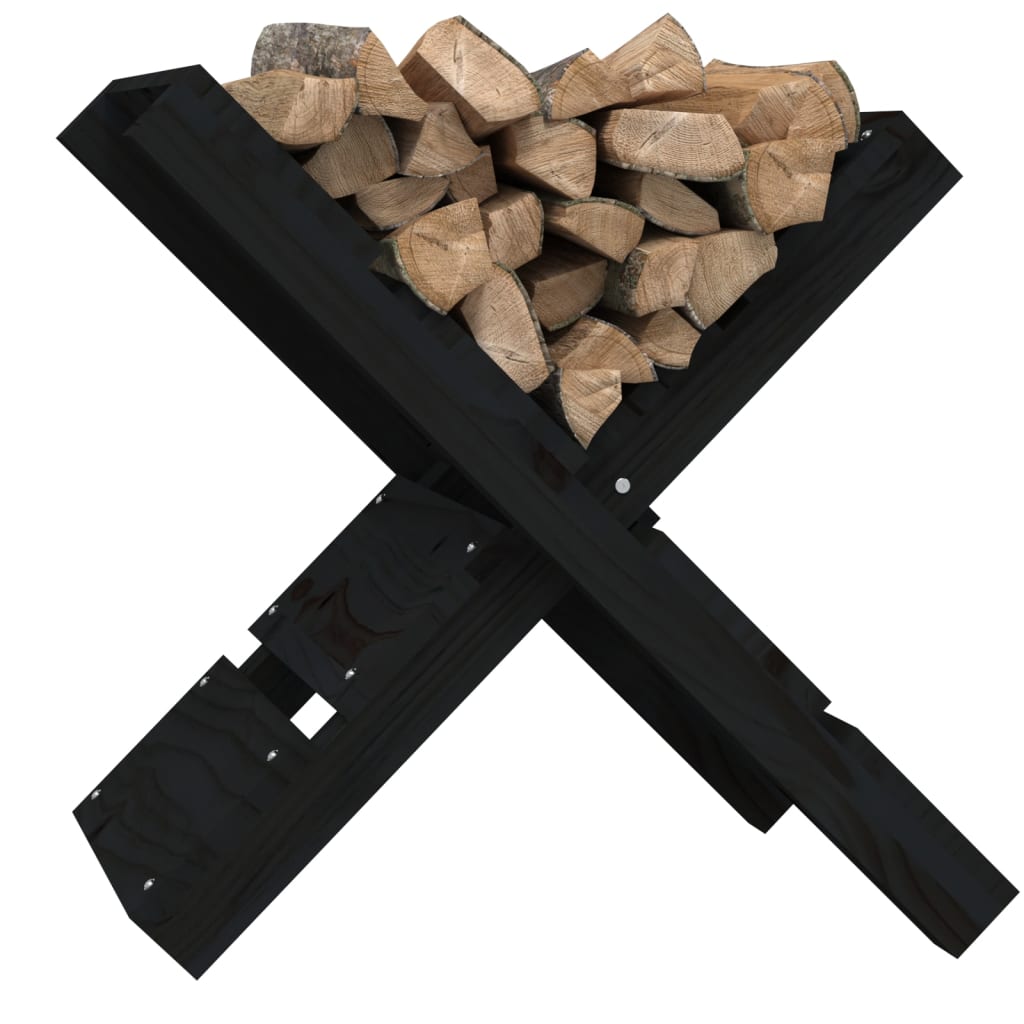 vidaXL Stojak na drewno, czarny, 47x39,5x48 cm, drewno sosnowe