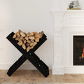 vidaXL Stojak na drewno, czarny, 47x39,5x48 cm, drewno sosnowe