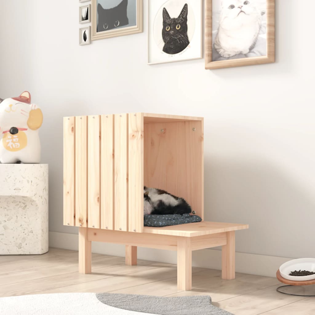 vidaXL Domek dla kota, 60x36x60 cm, lite drewno sosnowe