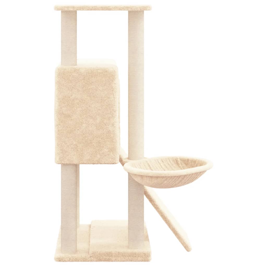 vidaXL Drapak dla kota z sizalowymi słupkami, kremowy, 96 cm