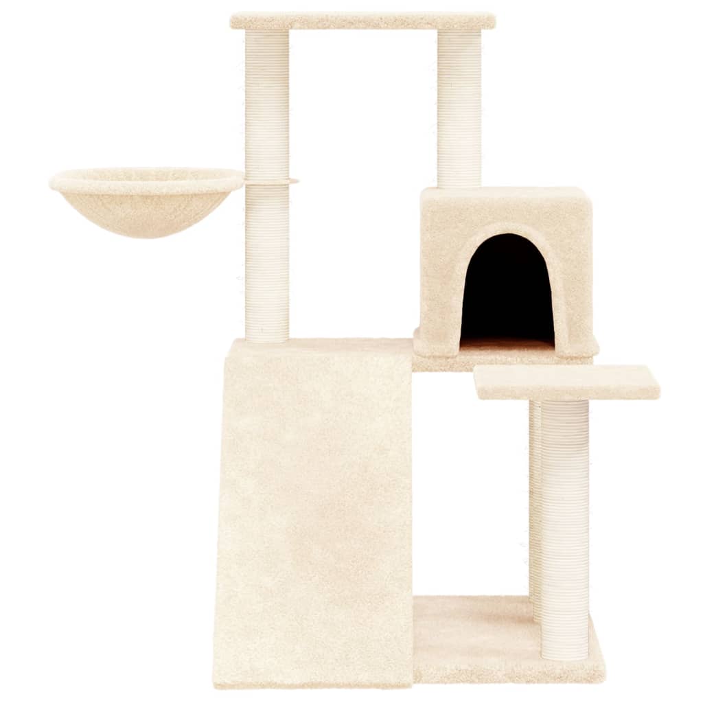 vidaXL Drapak dla kota z sizalowymi słupkami, kremowy, 82 cm