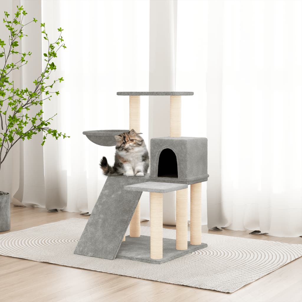 vidaXL Drapak dla kota z sizalowymi słupkami, jasnoszary, 82 cm