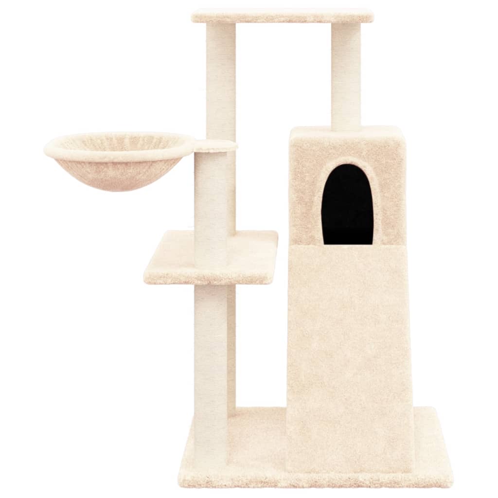 vidaXL Drapak dla kota z sizalowymi słupkami, kremowy, 82 cm