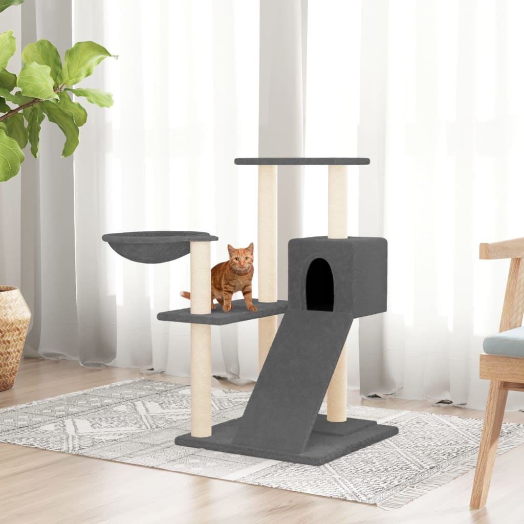 vidaXL Drapak dla kota z sizalowymi słupkami, ciemnoszary, 82 cm