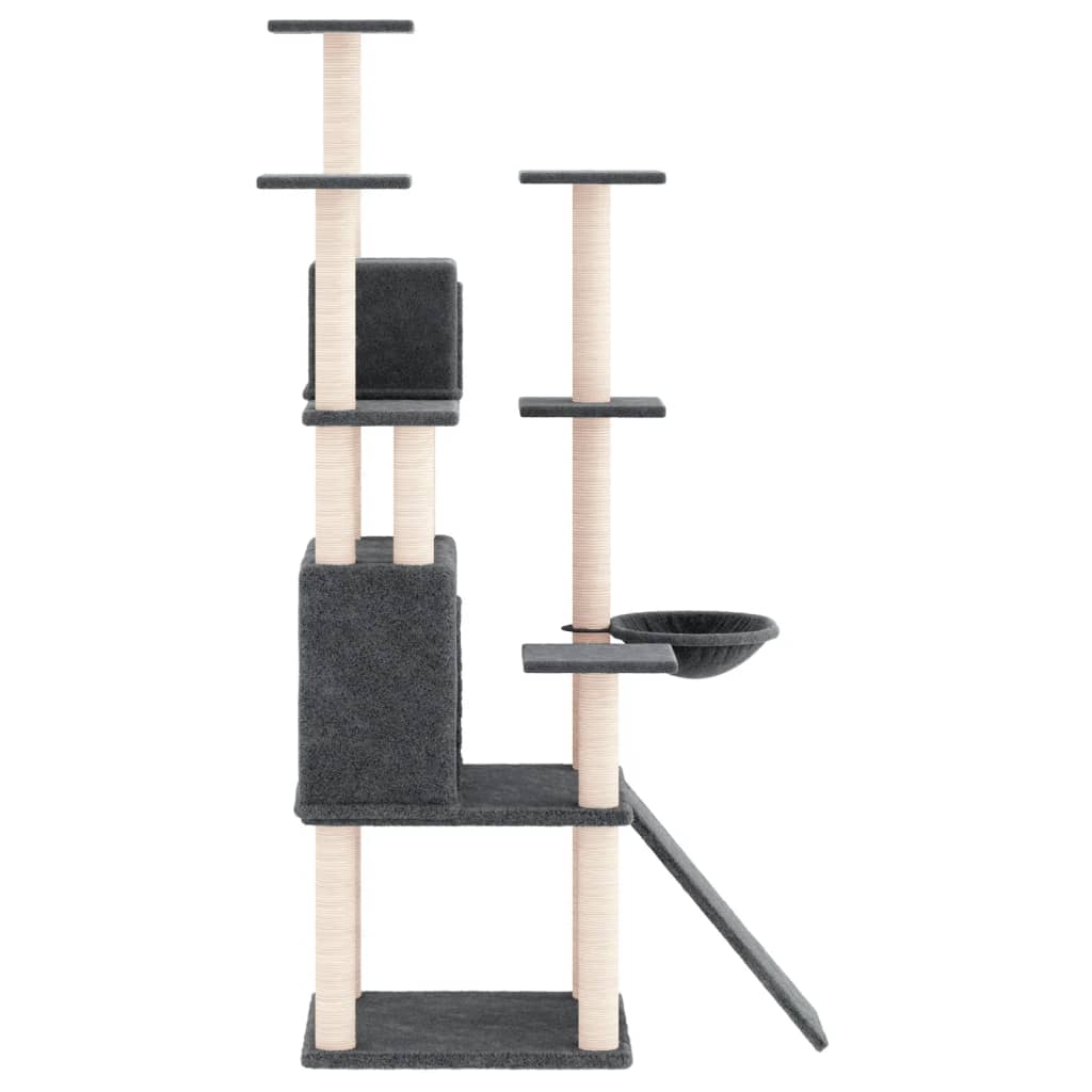 vidaXL Drapak dla kota z sizalowymi słupkami, ciemnoszary, 154 cm