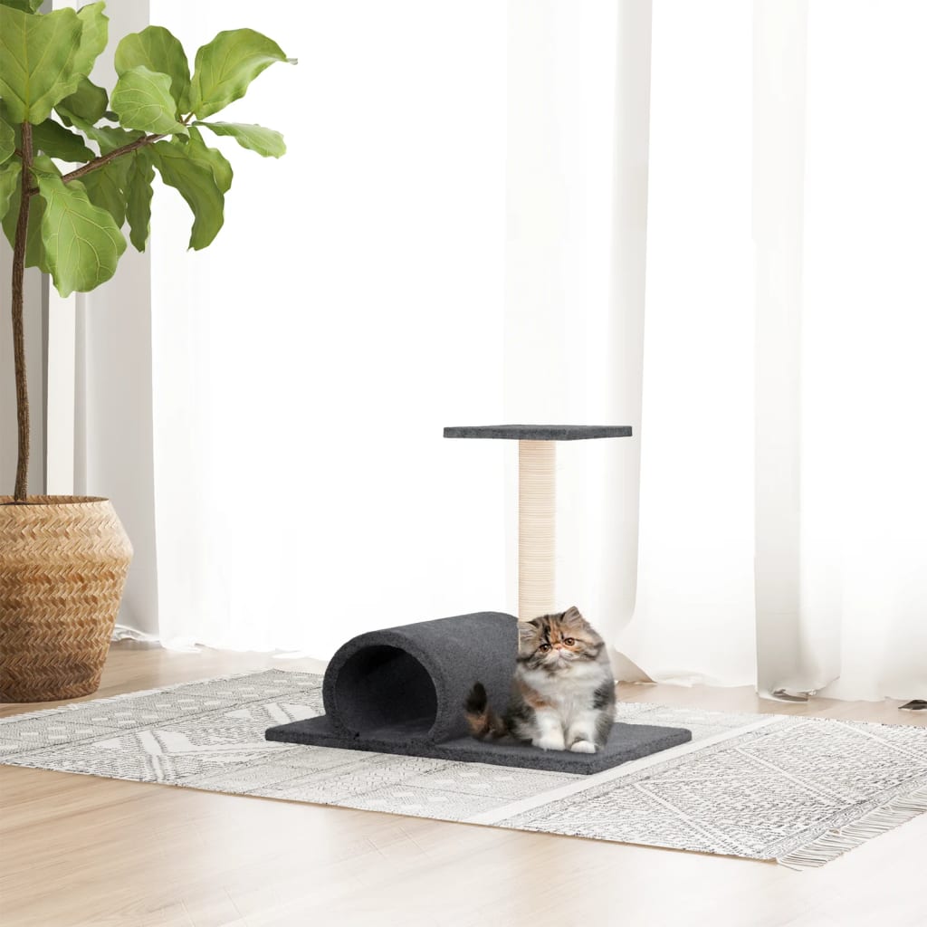 vidaXL Drapak dla kota z tunelem, ciemnoszary, 60x34,5x50 cm