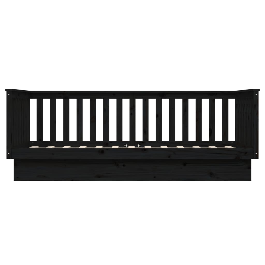 vidaXL Łóżko dzienne, czarne, 100x200 cm, lite drewno sosnowe