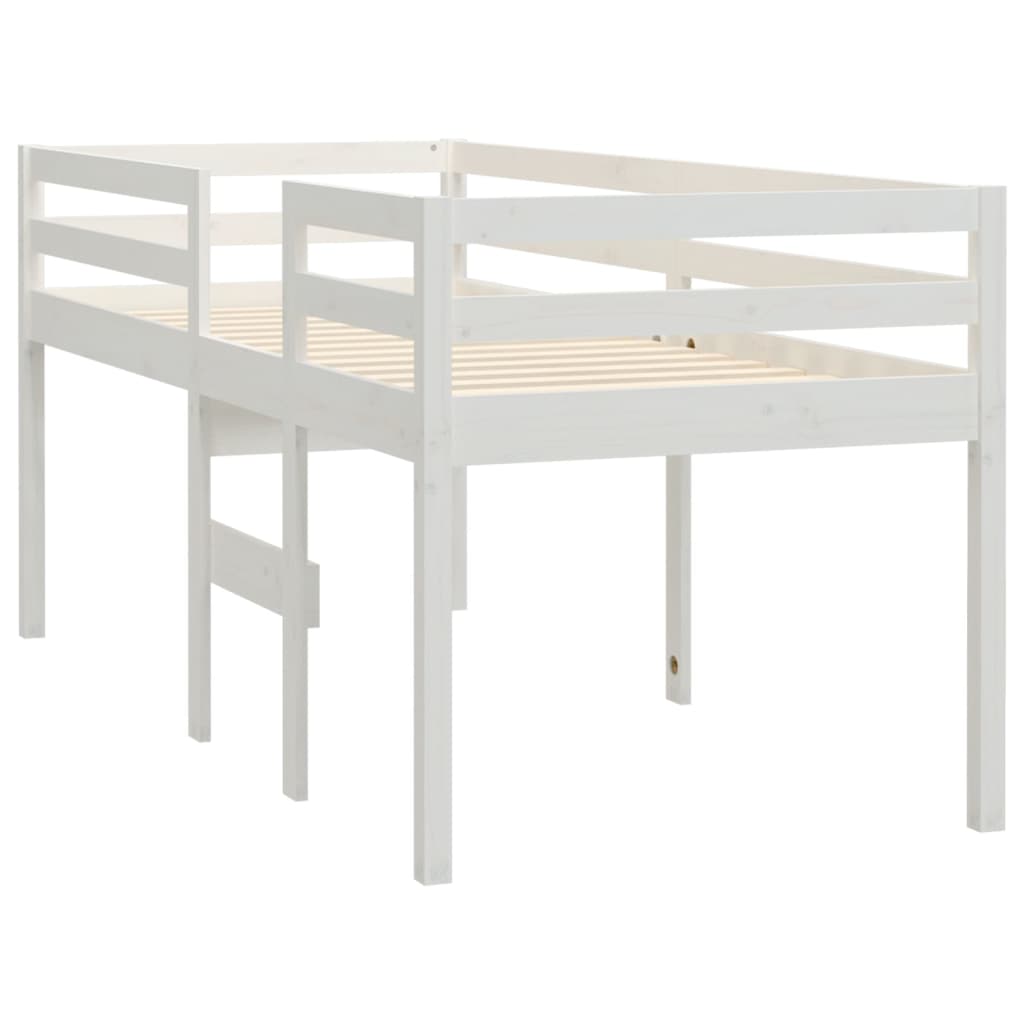 vidaXL Wysokie łóżko, białe, 90x190 cm, lite drewno sosnowe