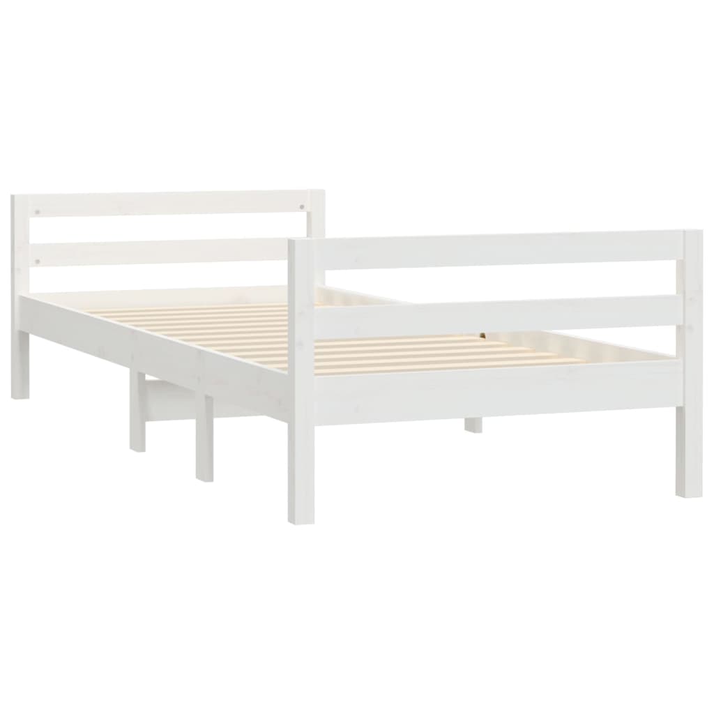 vidaXL Rama łóżka bez materaca, biała, 90x190 cm, lite drewno sosnowe