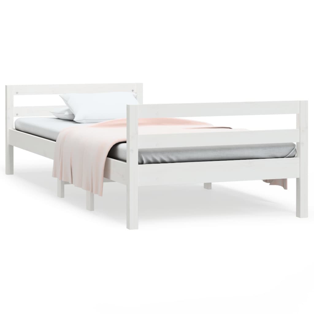 vidaXL Rama łóżka bez materaca, biała, 75x190 cm, lite drewno sosnowe