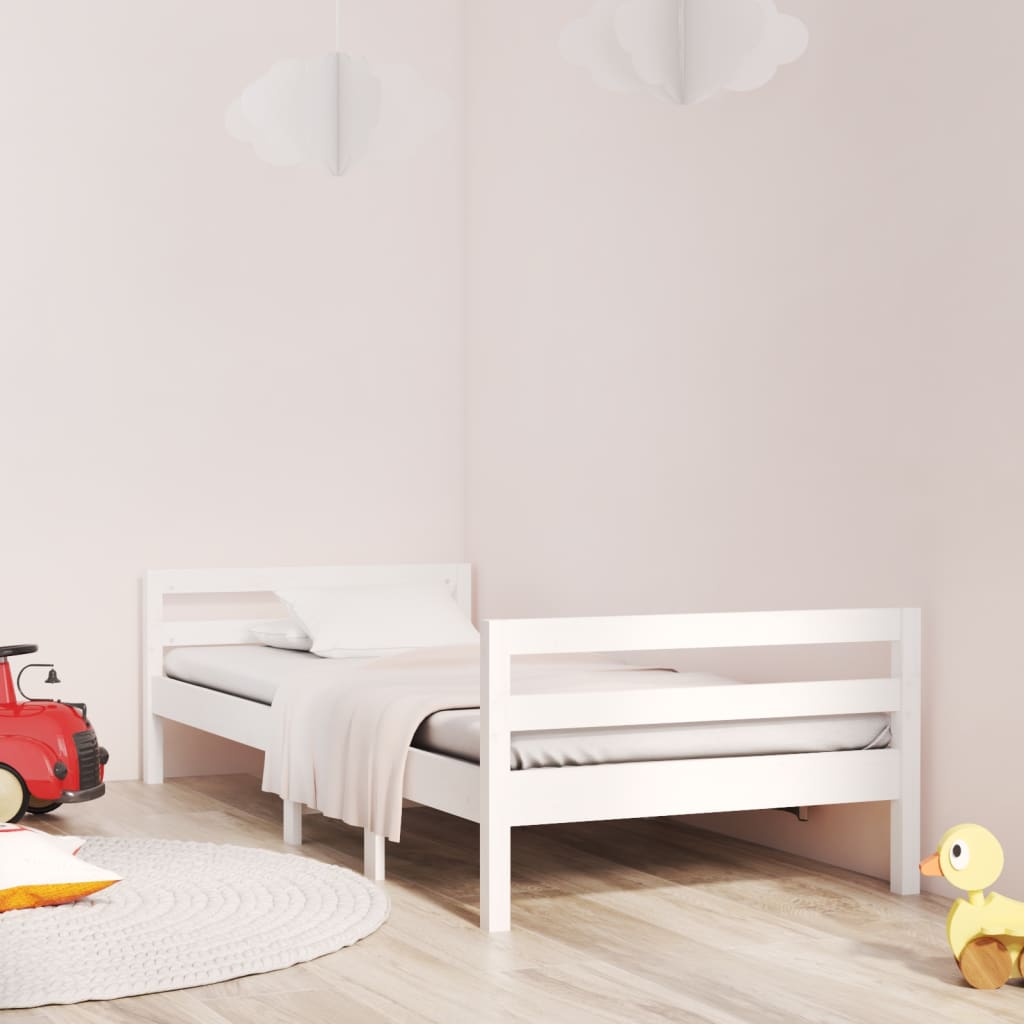 vidaXL Rama łóżka bez materaca, biała, 75x190 cm, lite drewno sosnowe