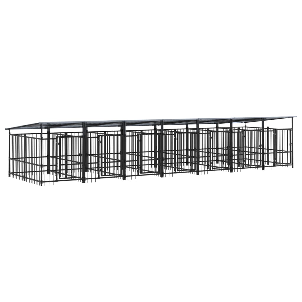 vidaXL Kojec dla psa z zadaszeniem, stalowy, 13,14 m²