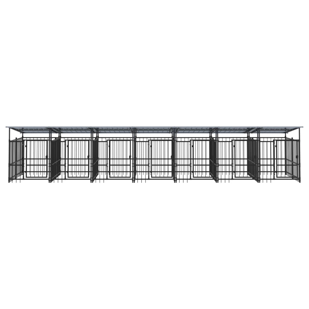 vidaXL Kojec dla psa z zadaszeniem, stalowy, 13,14 m²
