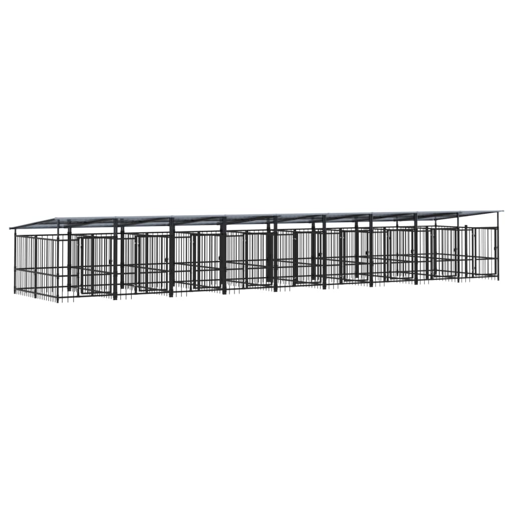 vidaXL Kojec zewnętrzny dla psów, z zadaszeniem, stalowy, 16,89 m²