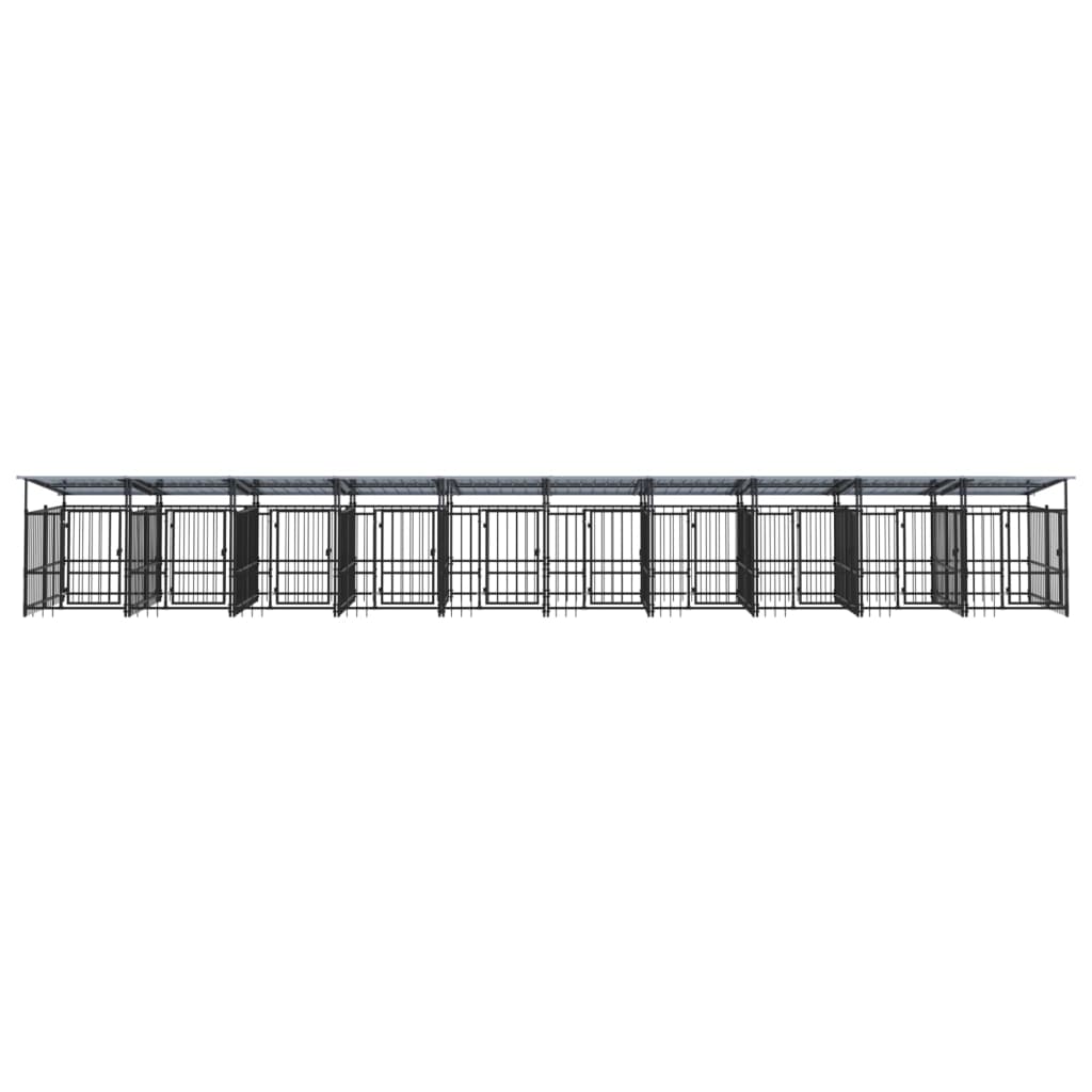 vidaXL Kojec zewnętrzny dla psów, z zadaszeniem, stalowy, 18,77 m²