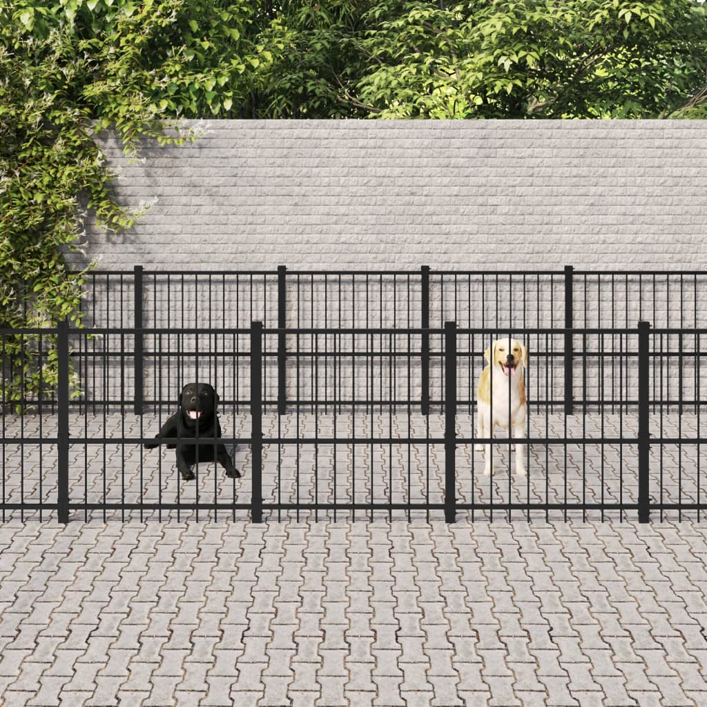 vidaXL Kojec zewnętrzny dla psa, stalowy, 14,11 m²
