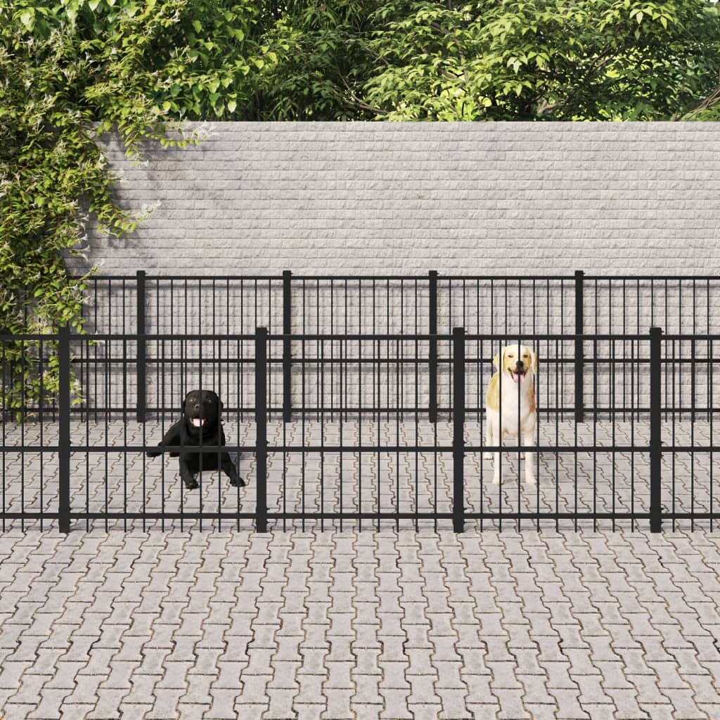 vidaXL Kojec zewnętrzny dla psa, stalowy, 22,58 m²