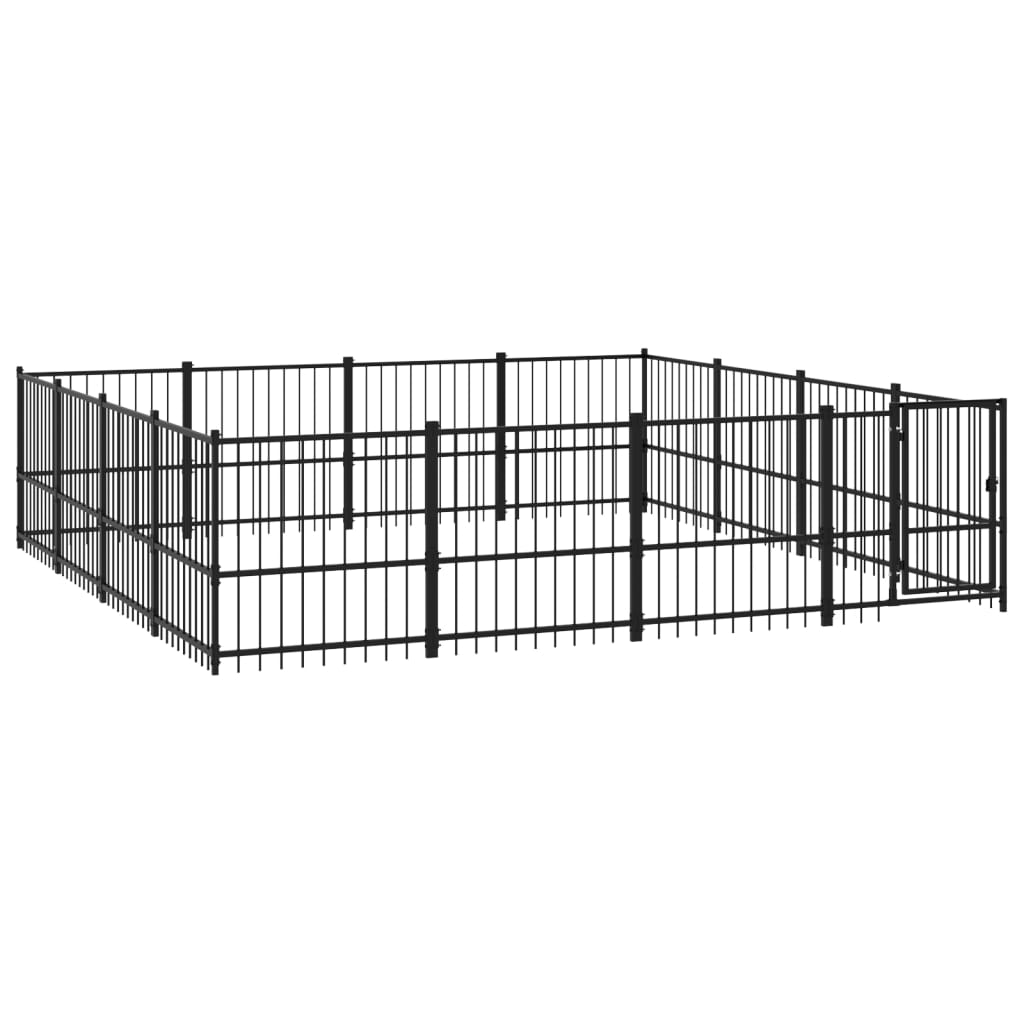 vidaXL Kojec zewnętrzny dla psa, stalowy, 15,05 m²