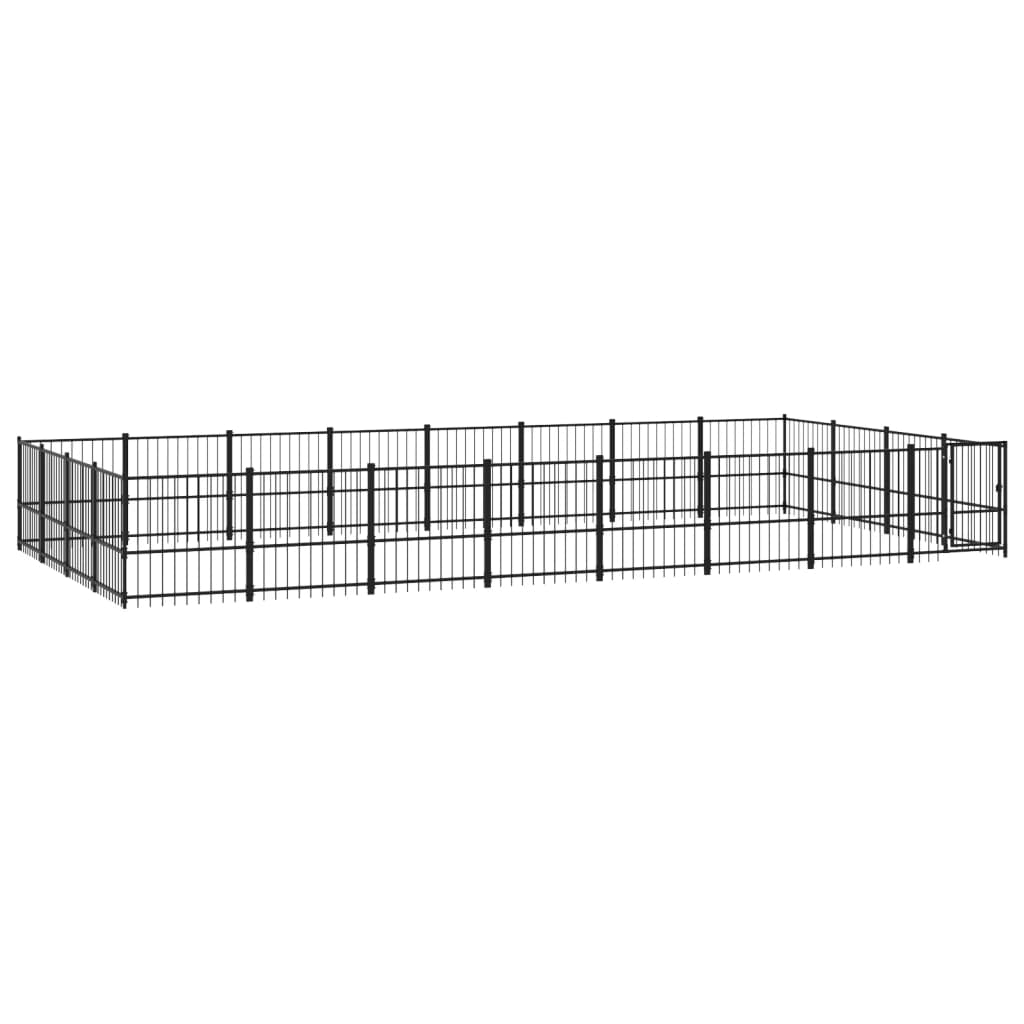 vidaXL Kojec zewnętrzny dla psa, stalowy, 30,11 m²
