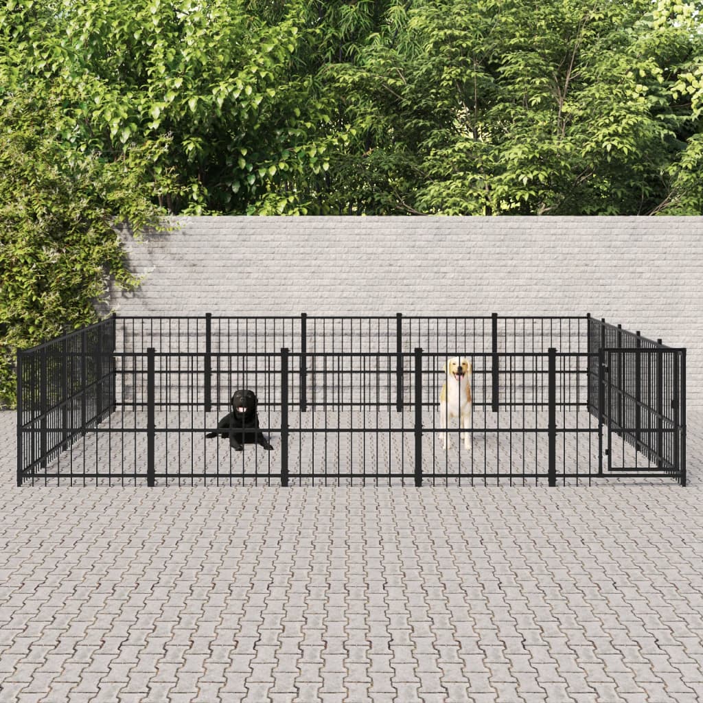 vidaXL Kojec zewnętrzny dla psa, stalowy, 23,52 m²
