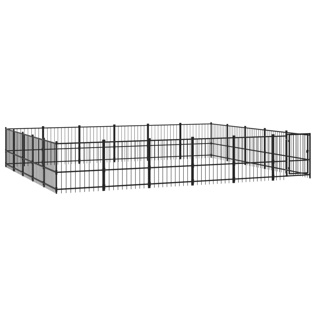 vidaXL Kojec zewnętrzny dla psa, stalowy, 28,23 m²
