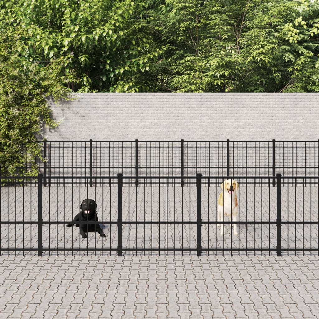 vidaXL Kojec dla psa na zewnątrz, stalowy, 46,1 m²