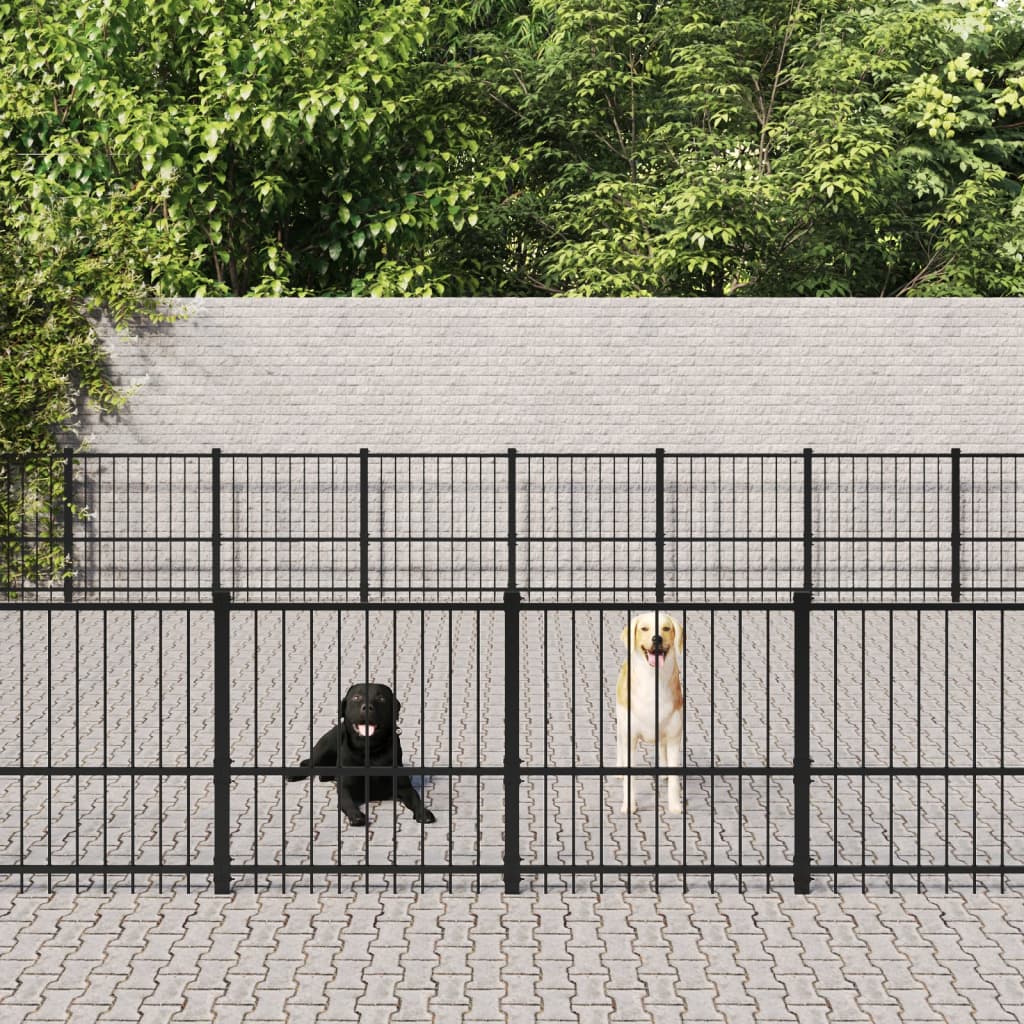 vidaXL Kojec dla psa na zewnątrz, stalowy, 76,21 m²