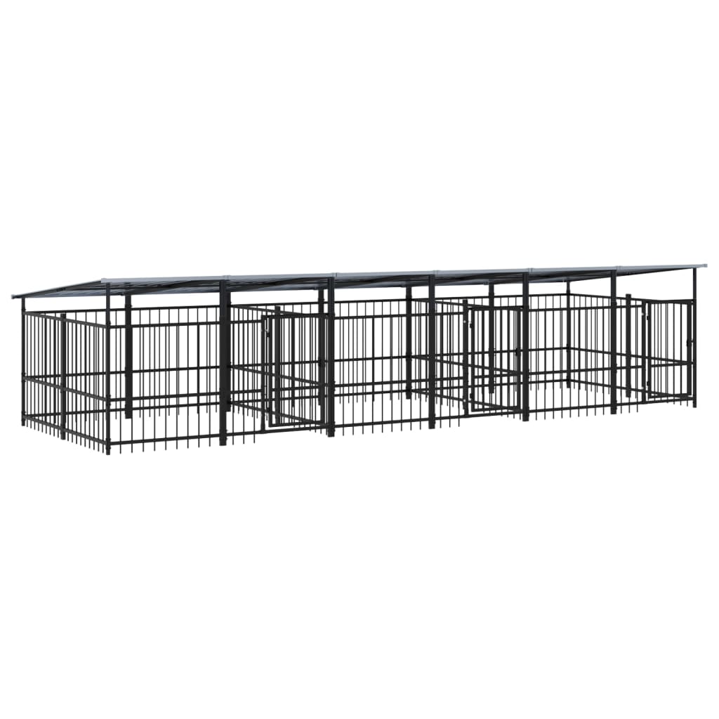 vidaXL Kojec dla psa z zadaszeniem, stalowy, 11,26 m²
