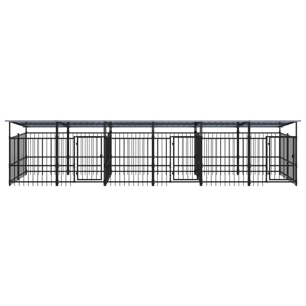 vidaXL Kojec dla psa z zadaszeniem, stalowy, 11,26 m²
