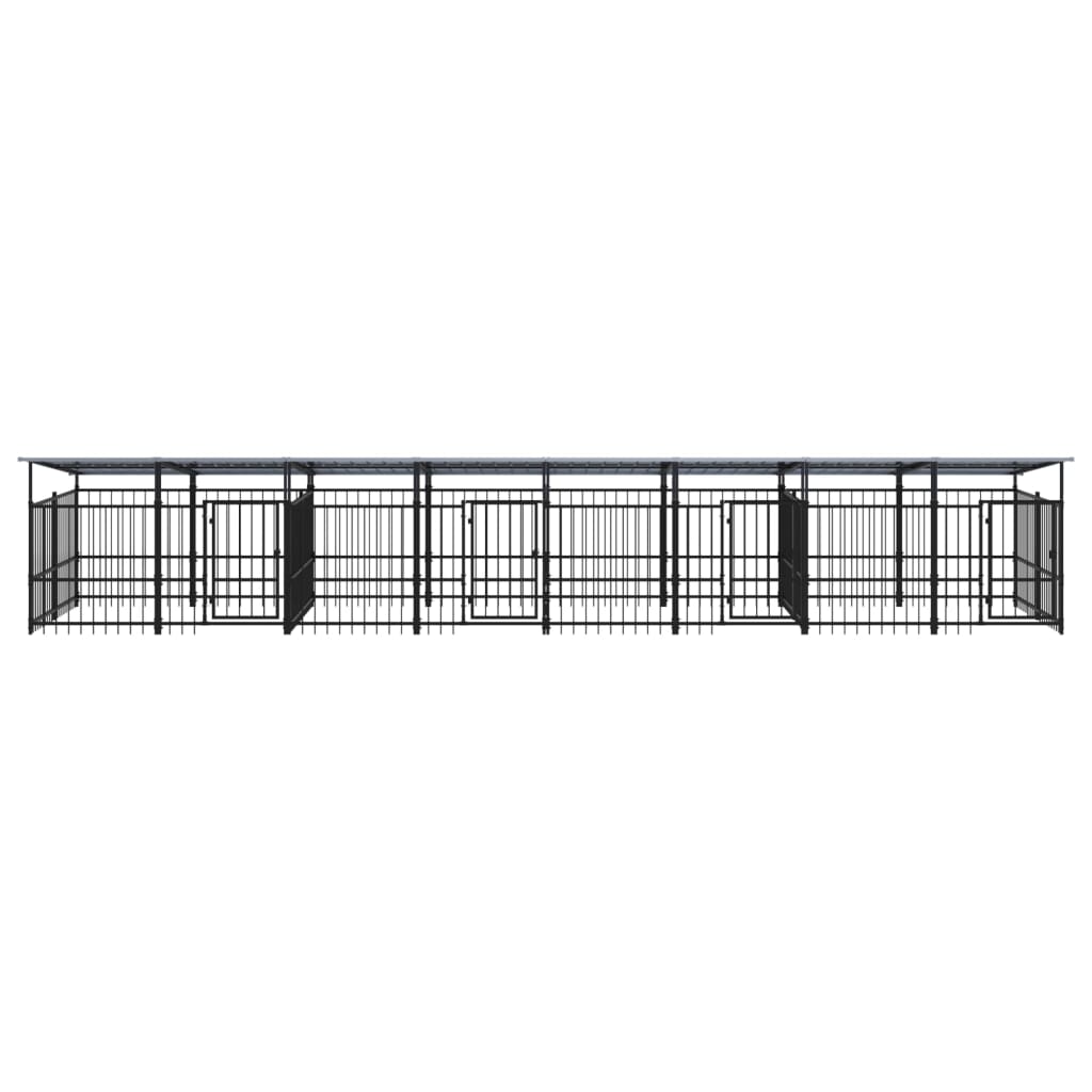 vidaXL Kojec dla psa z zadaszeniem, stalowy, 15,02 m²