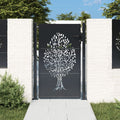 vidaXL Furtka ogrodowa, antracytowa, 100x125 cm, stal, motyw drzewa