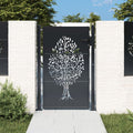 vidaXL Furtka ogrodowa, antracytowa, 100x150 cm, stal, motyw drzewa