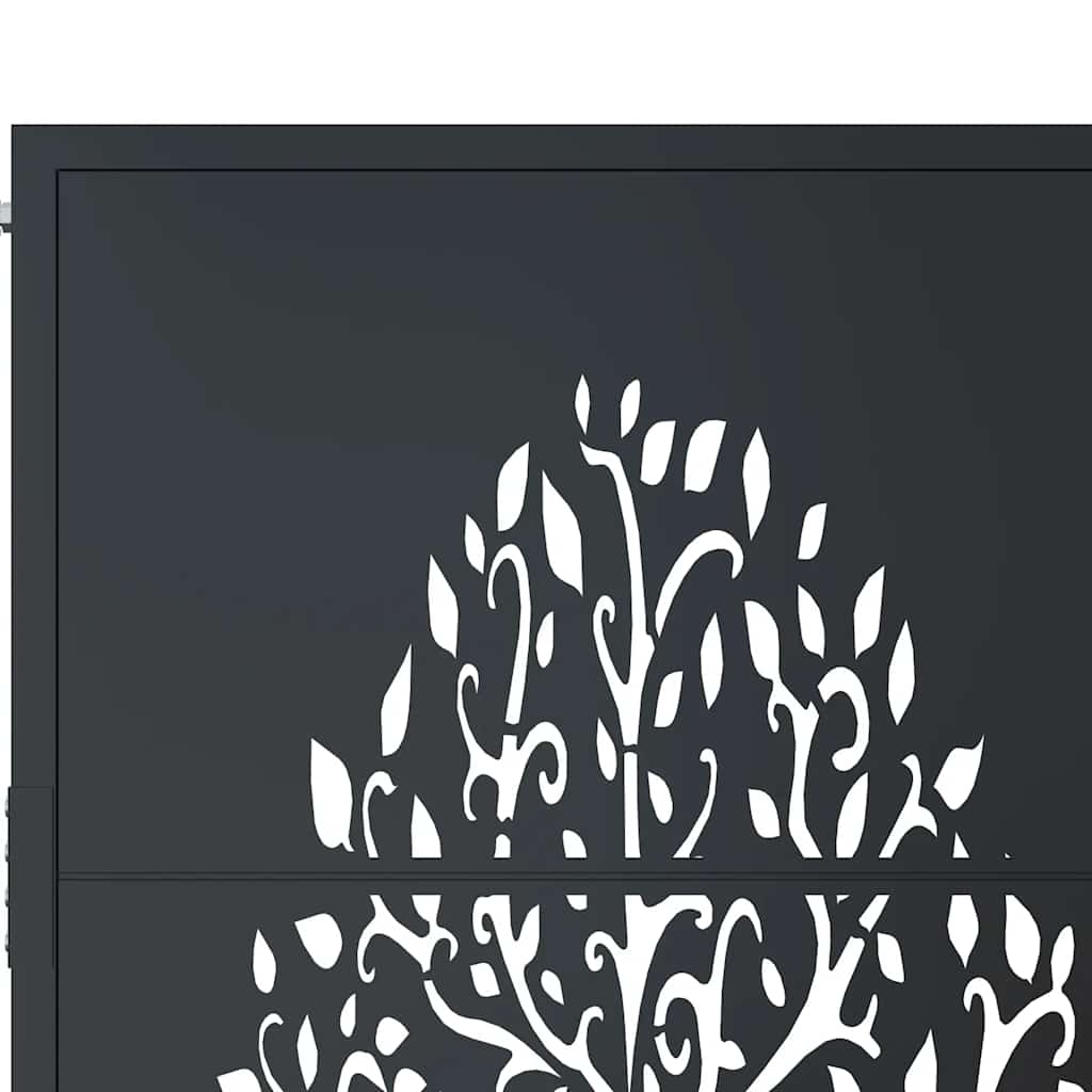 vidaXL Furtka ogrodowa, antracytowa, 100x175 cm, stal, motyw drzewa